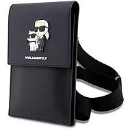 Karl Lagerfeld Saffiano Metal Logo NFT Phone Bag Black - Phone Case
