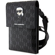 Karl Lagerfeld Saffiano Monogram Ikonik NFT Phone Bag Black - Phone Case