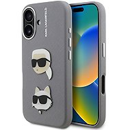 Karl Lagerfeld Grained PU K&CH Heads Back Cover for iPhone 16 Grey - Phone Cover