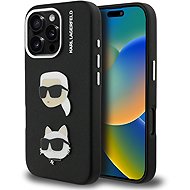 Karl Lagerfeld Grained PU K&CH Heads Back Cover for iPhone 16 Pro Max Black - Phone Cover