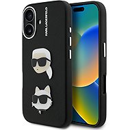 Karl Lagerfeld Grained PU K&CH Heads Back Cover for iPhone 16 Black - Phone Cover