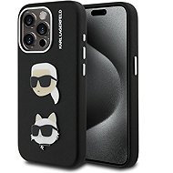 Karl Lagerfeld Grained PU K&CH Heads Back Cover for iPhone 15 Pro Black - Phone Cover