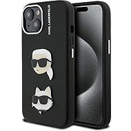 Karl Lagerfeld Grained PU K&CH Heads Back Cover for iPhone 15 Black - Phone Cover