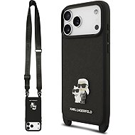 Karl Lagerfeld Saffiano Crossbody Strap Metal Karl and Choupette Back Cover for iPhone 17 Pro Max B - Phone Cover