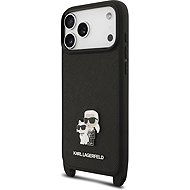 Karl Lagerfeld Saffiano Crossbody Strap Metal Karl and Choupette Back Cover for iPhone 17 Pro Black - Phone Cover