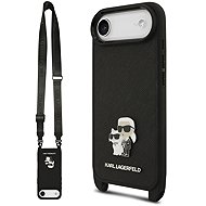 Karl Lagerfeld Saffiano Crossbody Strap Metal Karl and Choupette Back Cover for iPhone Air Black - Phone Cover