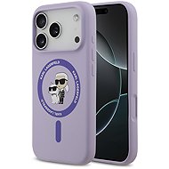 Karl Lagerfeld Liquid Silicone Karl and Choupette MagSafe Back Cover for iPhone 17 Pro Purple - Phone Cover