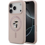Karl Lagerfeld Liquid Silicone Karl and Choupette MagSafe Back Cover for iPhone 17 Pro Pink - Phone Cover