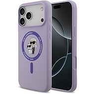 Karl Lagerfeld Liquid Silicone Karl and Choupette MagSafe Back Cover for iPhone 17 Pro Max Purple - Phone Cover