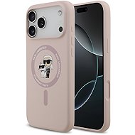 Karl Lagerfeld Liquid Silicone Karl and Choupette MagSafe Back Cover for iPhone 17 Pro Max Pink - Phone Cover