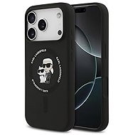 Karl Lagerfeld Liquid Silicone Karl and Choupette MagSafe Back Cover for iPhone 17 Pro Max Black - Phone Cover