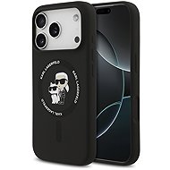 Karl Lagerfeld Liquid Silicone Karl and Choupette MagSafe Back Cover for iPhone 17 Pro Black - Phone Cover