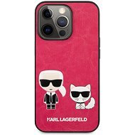 Karl Lagerfeld and Choupette PU Leather for Apple iPhone 13 Pro Max, Fuchsia - Phone Cover