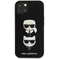Karl Lagerfeld PU Saffiano Karl and Choupette Heads Cover for Apple iPhone 13, Black - Phone Cover