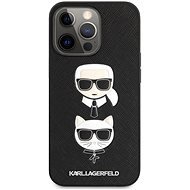 Karl Lagerfeld PU Saffiano Karl and Choupette Heads Cover for Apple iPhone 13 Pro Max, Black - Phone Cover