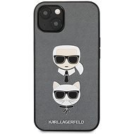 Karl Lagerfeld PU Saffiano Karl and Choupette Heads Cover für Apple iPhone 13 - Silber - Handyhülle