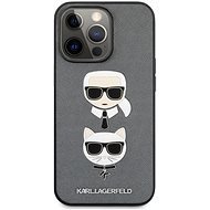 Karl Lagerfeld PU Saffiano Karl and Choupette Heads Cover für Apple iPhone 13 Pro - Silber - Handyhülle