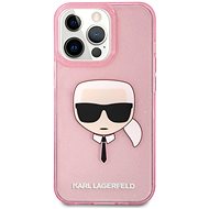 Karl Lagerfeld TPU Full Glitter Karl Head Cover for Apple iPhone 13 Pro, Pink - Phone Cover