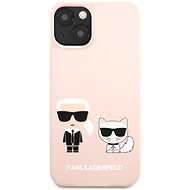 Karl Lagerfeld and Choupette Liquid Silicone for Apple iPhone 13 mini, Pink - Phone Cover