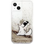 Karl Lagerfeld Liquid Glitter Choupette Eat Cover for Apple iPhone 13 mini, Gold - Phone Cover