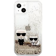 Karl Lagerfeld Liquid Glitter Karl and Choupette Cover for Apple iPhone 13 ,Gold - Phone Cover