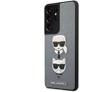 Karl Lagerfeld Saffiano K&C Heads Cover for Samsung Galaxy S21 Ultra Silver - Phone Cover
