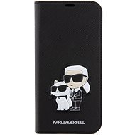 Karl Lagerfeld PU Saffiano Karl and Choupette NFT Book Handyhülle für iPhone 15 Plus Schwarz - Handyhülle