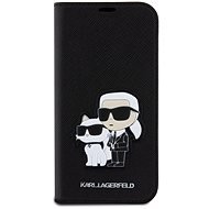 Karl Lagerfeld PU Saffiano Karl and Choupette NFT Book Handyhülle für iPhone 15 Pro Schwarz - Handyhülle