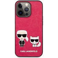 Karl Lagerfeld and Choupette PU Leather for Apple iPhone 13 Pro, Fuchsia - Phone Cover