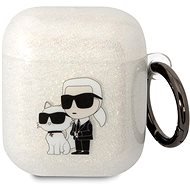 Karl Lagerfeld 3D Logo NFT Karl and Choupette TPU Glitter Puzdro na Airpods 1/2 White - Puzdro na slúchadlá