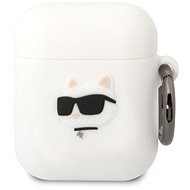 Karl Lagerfeld 3D Logo NFT Choupette Head Silicone Case for Airpods 1/2 White - Headphone Case