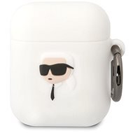 Karl Lagerfeld 3D Logo NFT Karl Head Silikonové Pouzdro pro Airpods 1/2 White - Headphone Case