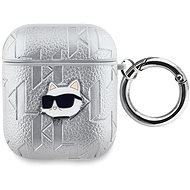 Karl Lagerfeld PU Embossed Choupette Head Pouzdro pro AirPods 1/2 Silver - Headphone Case