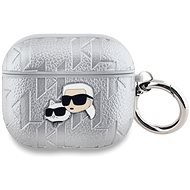 Karl Lagerfeld PU Embossed Karl and Choupette Heads Pouzdro pro AirPods 3 Silver - Headphone Case