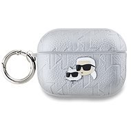 Karl Lagerfeld PU Embossed Karl and Choupette Heads Pouzdro pro AirPods Pro 2 Silver - Headphone Case