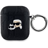 Karl Lagerfeld PU Embossed Karl and Choupette Heads Case for AirPods 1/2 Black - Headphone Case