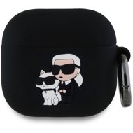 Karl Lagerfeld 3D Logo NFT Karl and Choupette Silicone Case for AirPods 4 Black - Headphone Case