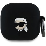Karl Lagerfeld 3D Logo NFT Karl Head Silicone Case for AirPods 4 Black - Headphone Case