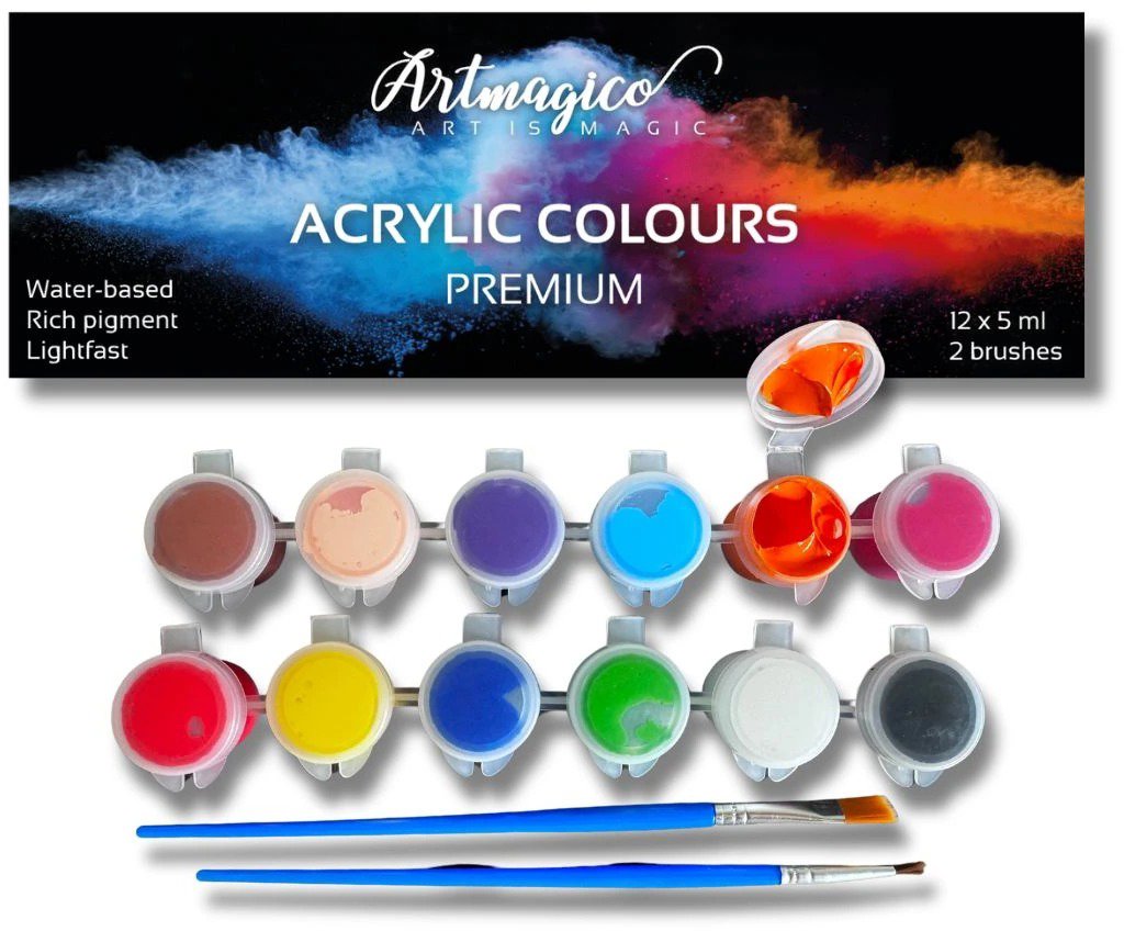 Artmagico Acrylic colours 5 ml, 12 pcs - Acrylic Paints for Canvas