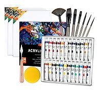 FunCo Large painting set Acrylic paints with canvases and accessories 36 pcs - Acrylic Paints for Canvas