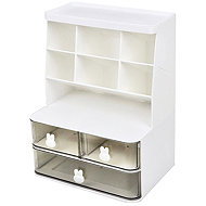 Verk 27656 Desk Organiser with Drawers 30 × 22.5 × 17cm, White - Organiser