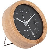Karlsson Alarm clock with bamboo case NEAT, diameter 10 cm, black - Alarm Clock