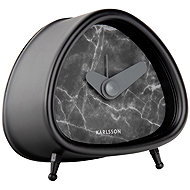 Karlsson Alarm clock with marble dial, MARBLE, black - Alarm Clock