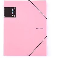 Cardboard P+P Folders with rubber A4 PP 3 flaps PASTELINI pink - Document Folder