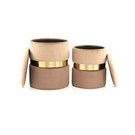 Stool Hocker Zora 125 Set 2 pcs Light Brown / Brown - Ottoman