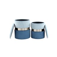 Stool Hocker Zora 125 Set 2 pcs Light Blue / Blue - Ottoman