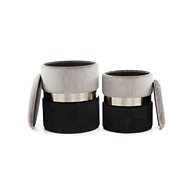 Stool Hocker Zora 125 Set 2 pcs Grey / Black - Ottoman