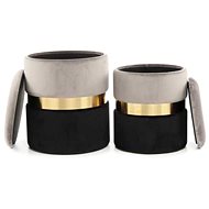 Stool Hocker Zora 125 Set 2 pcs Grey / Gold / Black - Ottoman
