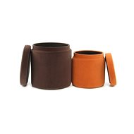 Stool Hocker Zora 225 Set 2 pcs Brown / Orange - Ottoman