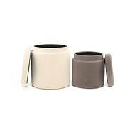 Stool Hocker Zora 225 Set 2 pcs Ivory / Taupe - Ottoman